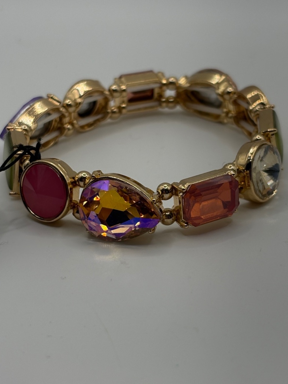 paparazzi Gold Multicolor Crystal Bracelet with Pink & Purple Accents New - Picture 3 of 6